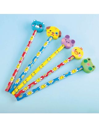 Bleistifte mit Tier-Radiergummis - 60 Stk.