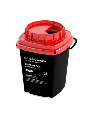 Entsorgungsbox eckig, schwarz/rot, 2,0 Liter